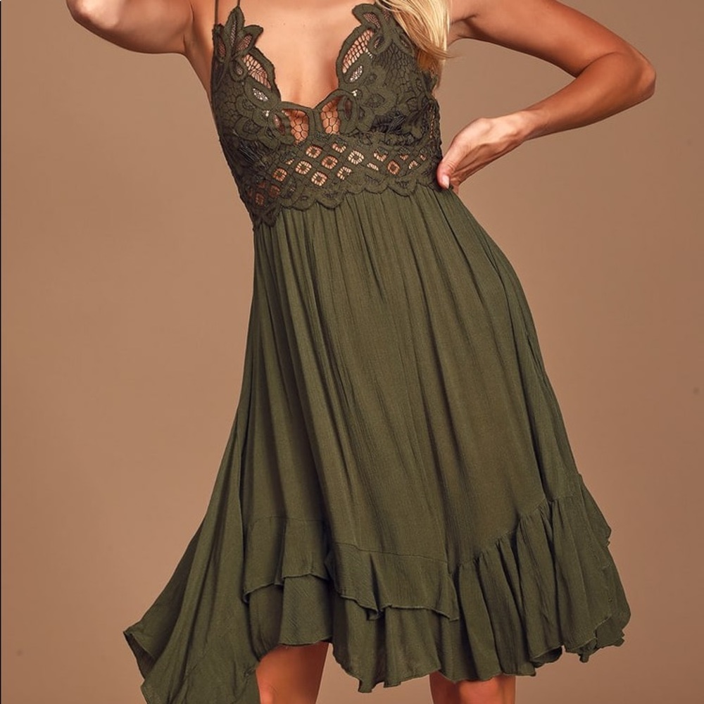 Free People Adella Slip Dress, Green, S